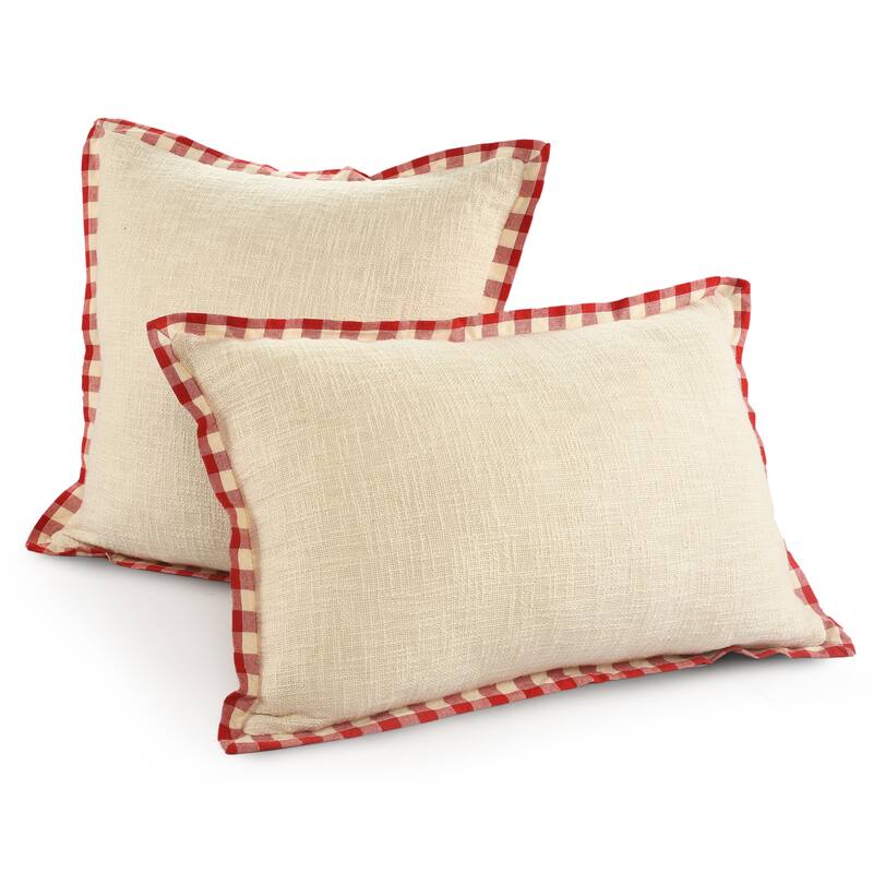 Sevita Buffalo Plaid Bordered Cotton Throw Pillow