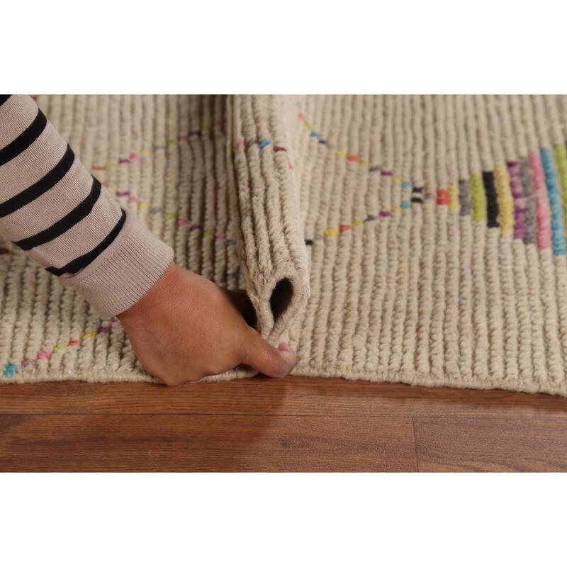 Geometric Trellis Moroccan Area Rug Handmade Wool Carpet - 6'9"x 10'5"