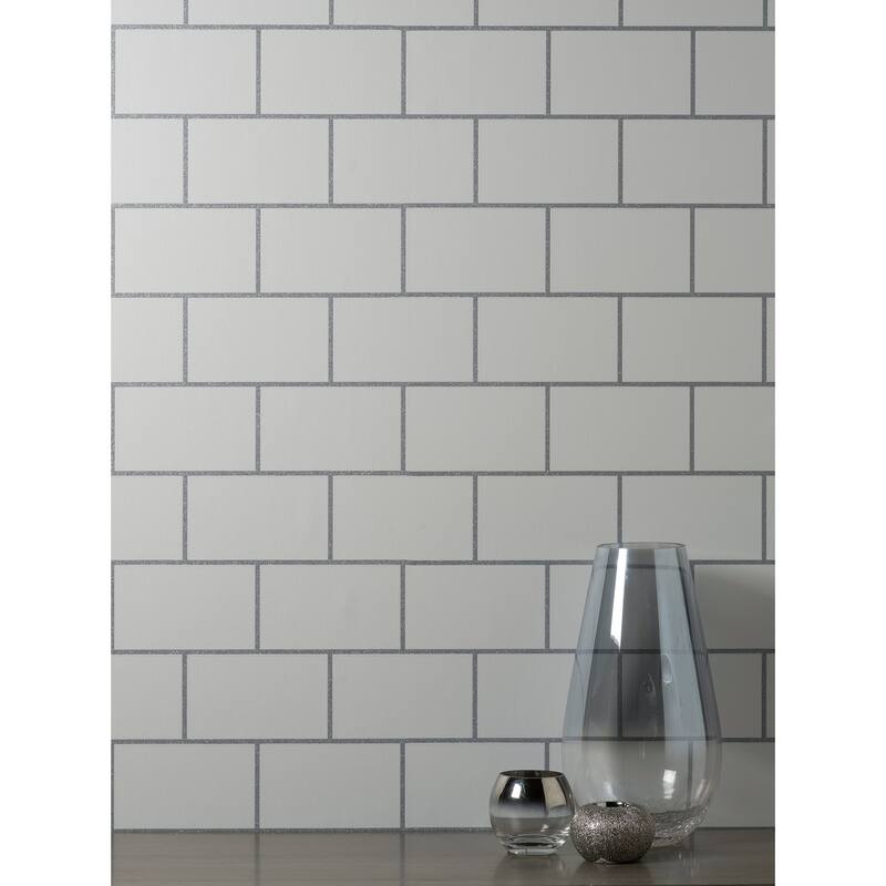 Fine Decor Metro White Tile Wallpaper - 20.5 x 396 x 0.025