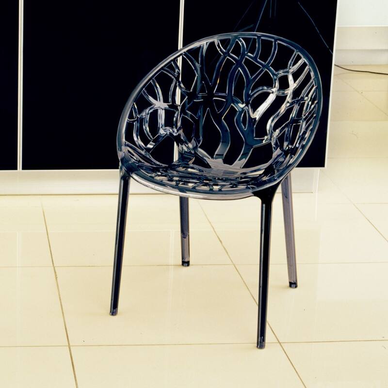 31" Smoke Gray Transparent Stackable Outdoor Patio Dining Chair