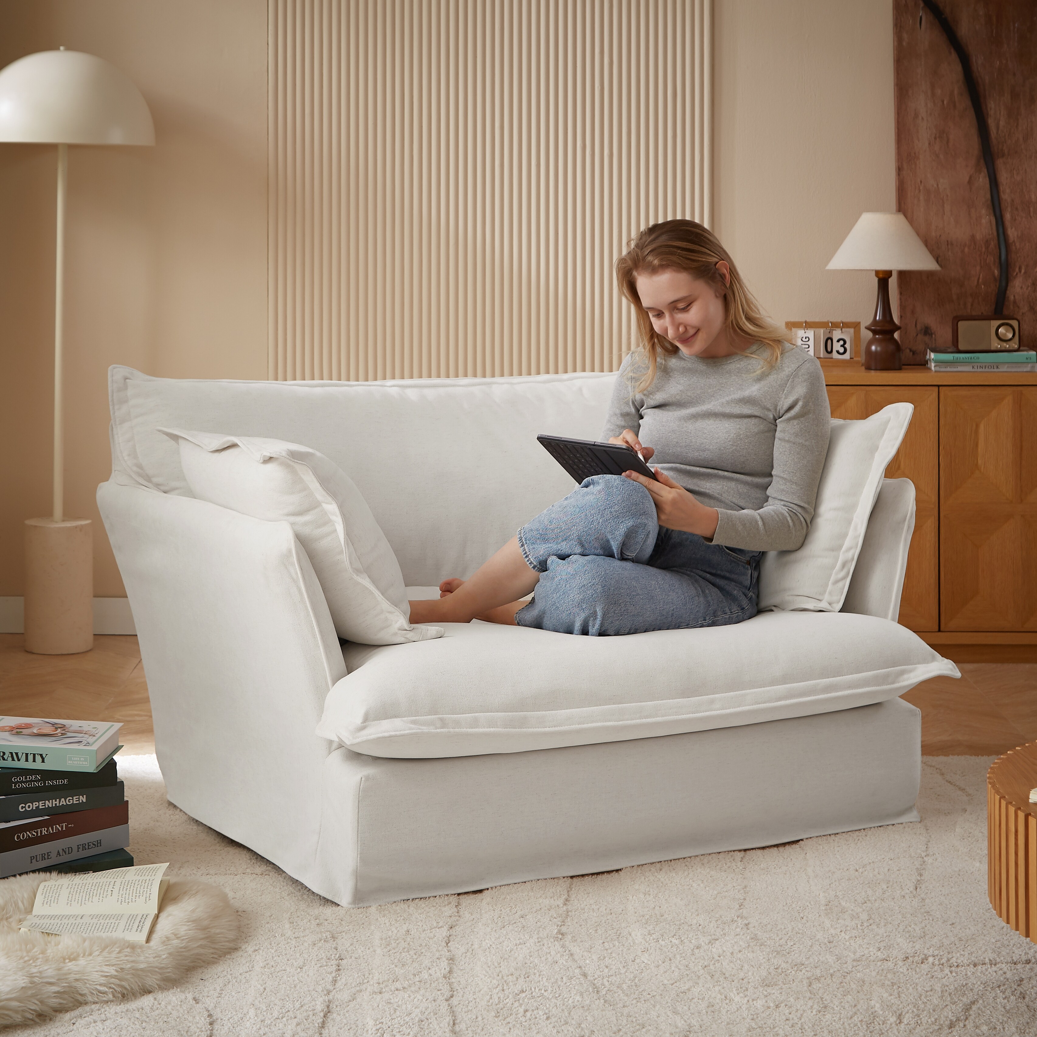 Plush Two Seater Sofa for Living Room and Bedroom Modern Luxury Loveseat with Cushions for Ultimate