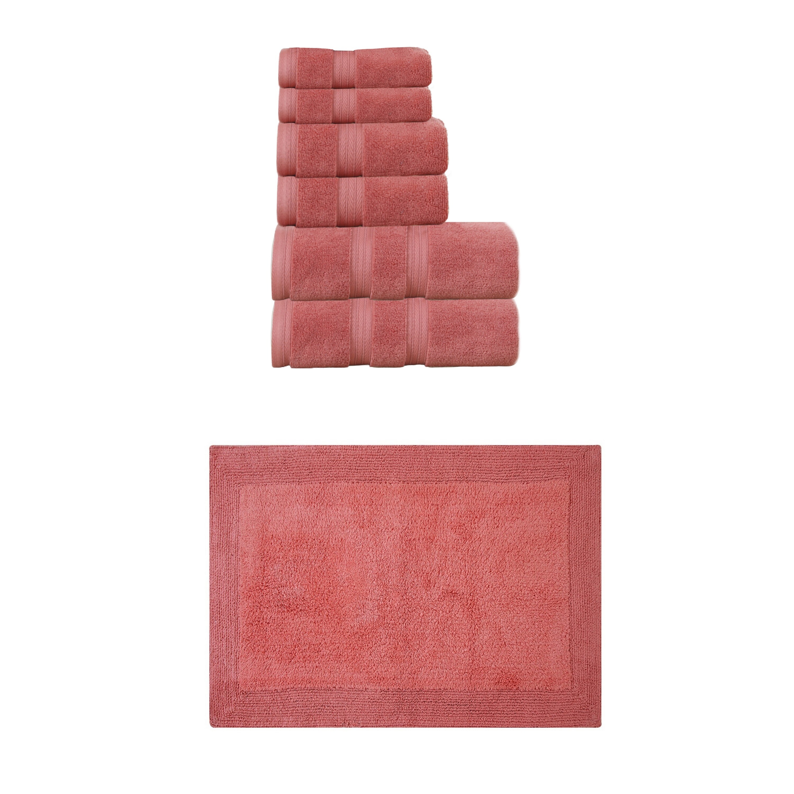Home Weavers Luxury Collection 100% Soft Cotton 6 Pc Towel Set & 1 Pc 17x24" Bath Rug, Machine Wash & Non Slip (Set of 7)