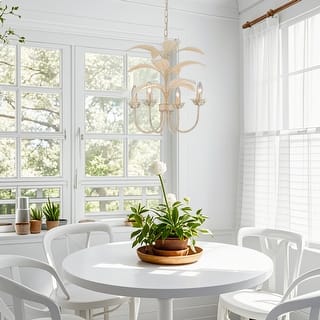 Lana 4-Light Brushed White Modern Coastal Mini Chandelier - 19 In. Wide