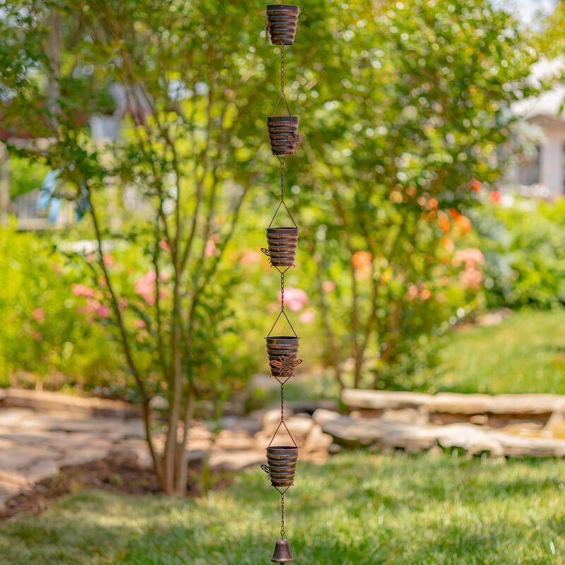 76.25" Long Antique Bronze Rain Chain with Bumble Bee and Hive