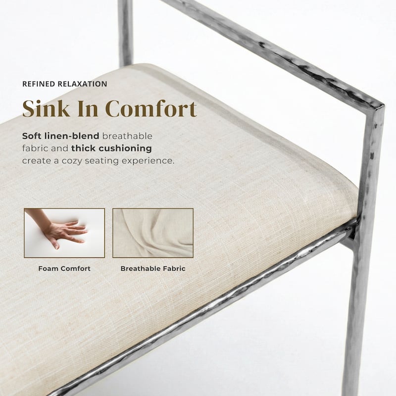 Furniture of America Zayen Modern 4-Piece Queen Size Hammered Metal Platform Bedroom Set with 2 Nightstands and Bench