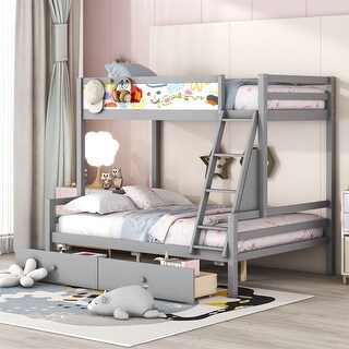 Merax Wood Twin over Full Bunk Bed with Whiteboard - Bed Bath & Beyond ...