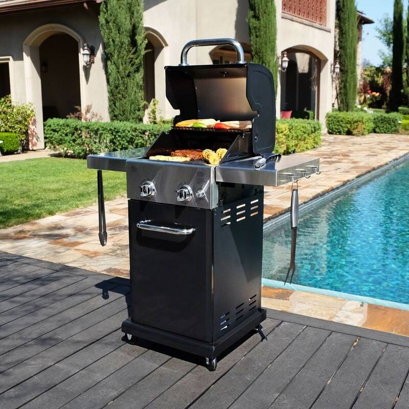 Permasteel 2-Burner Propane Gas Grill with Foldable Side Shelves