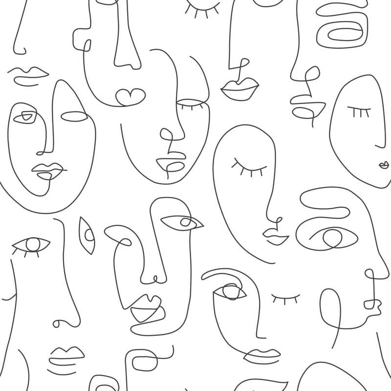 ESTA Home ESTA Home Sharona White Line Art Faces Wallpaper
