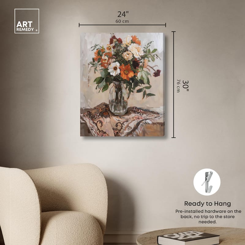 Delicate Glass Vase and Flowers Canvas by Art Remedy, Gallery Wrapped