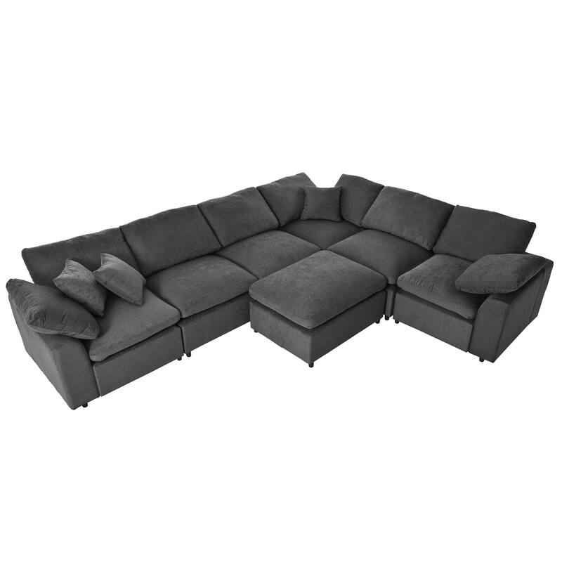 Modular Oversized Sectional Sofa, L Shaped Corner Sectional with Ottoman