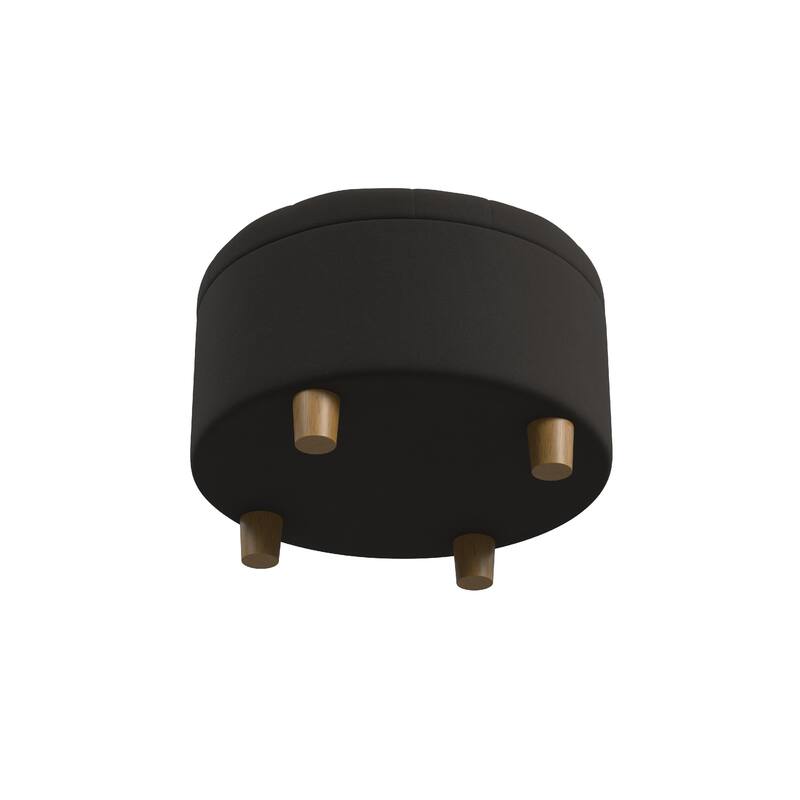 Jo Storage Ottoman, 28 Inch Round Tufted Lift Top, Chocolate Brown