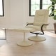 preview thumbnail 1 of 69, Contemporary Multi-Position Recliner and Ottoman with Wrapped Base Cream Faux Leather