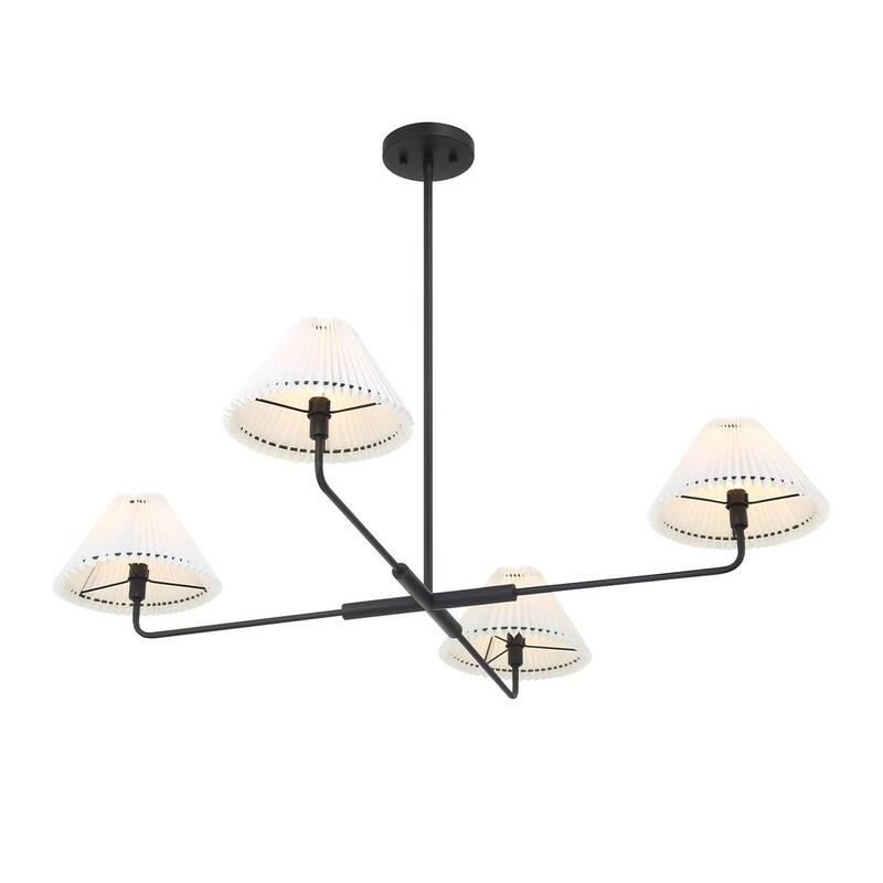 4-Light Chandelier with Pleated White Fabric Shades by Trade Winds Lighting