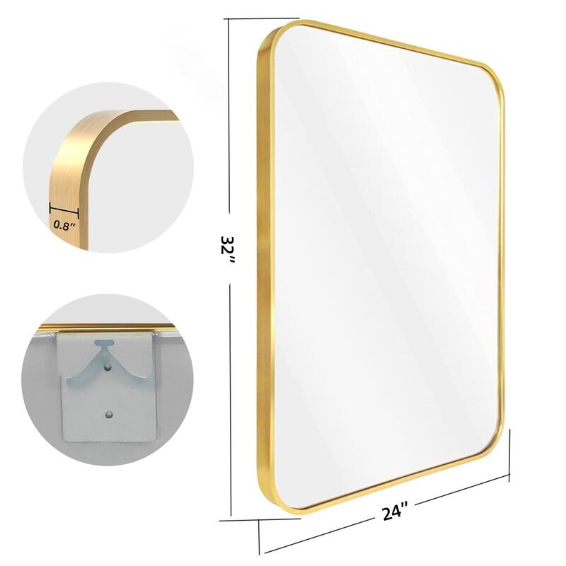 32 in. W x 24 in. H Rectangular Framed Wall Bathroom Vanity Mirror in Black