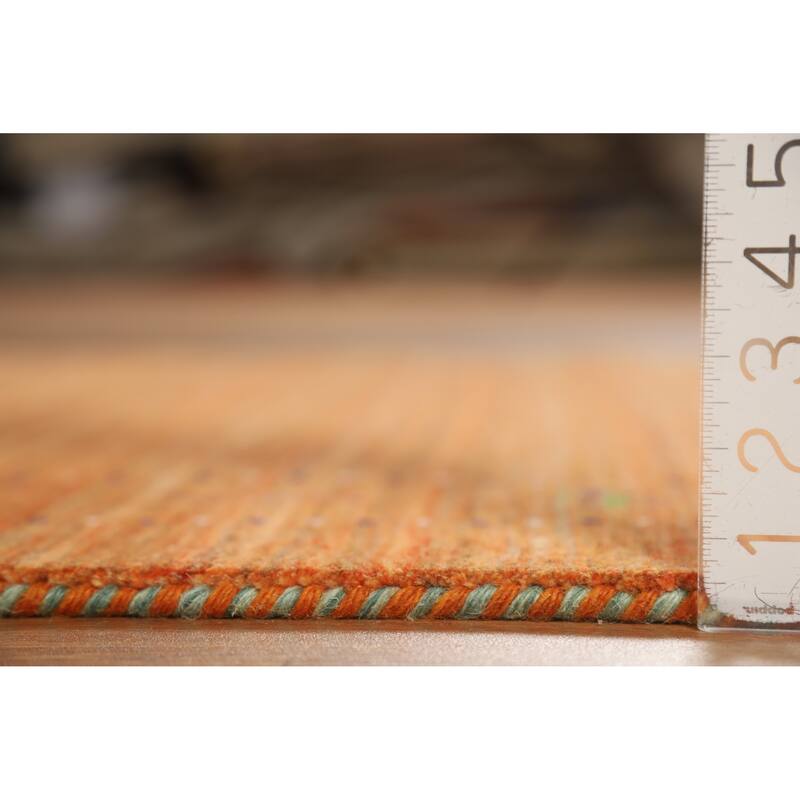 Orange Gabbeh Indian Rug Handmade Bedroom Wool Carpet - 4'1" x 5'8"