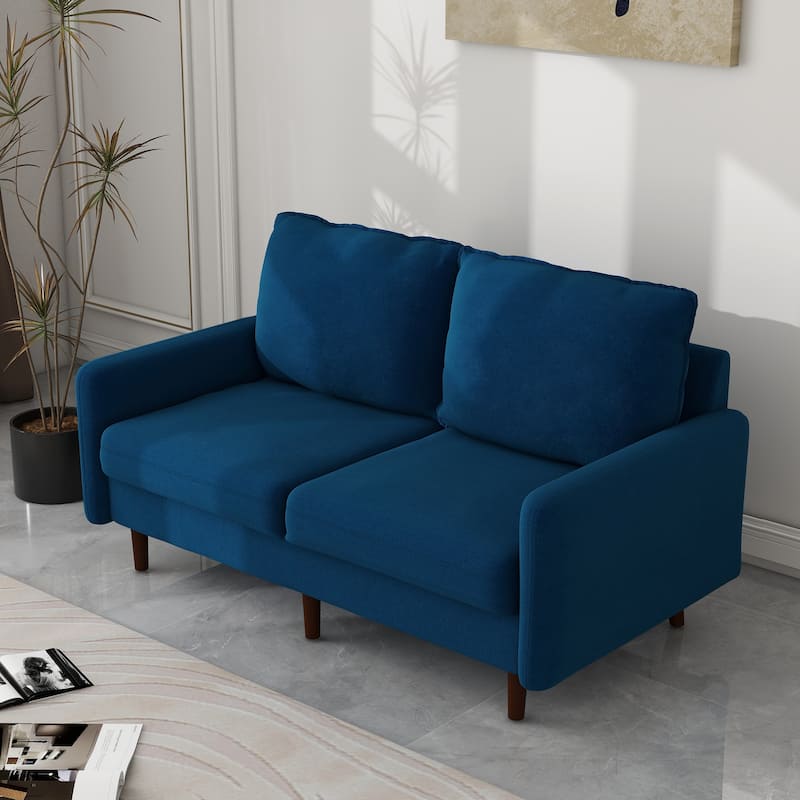 56.88" Modern Couch Velvet Loveseat Sofa for Living Room Furniture - Blue