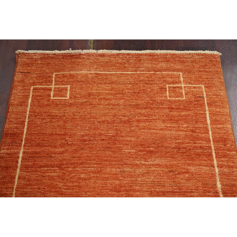 Orange Gabbeh Kashkoli Oriental Wool Runner Rug Hand-knotted Carpet - 2'7" x 9'10"