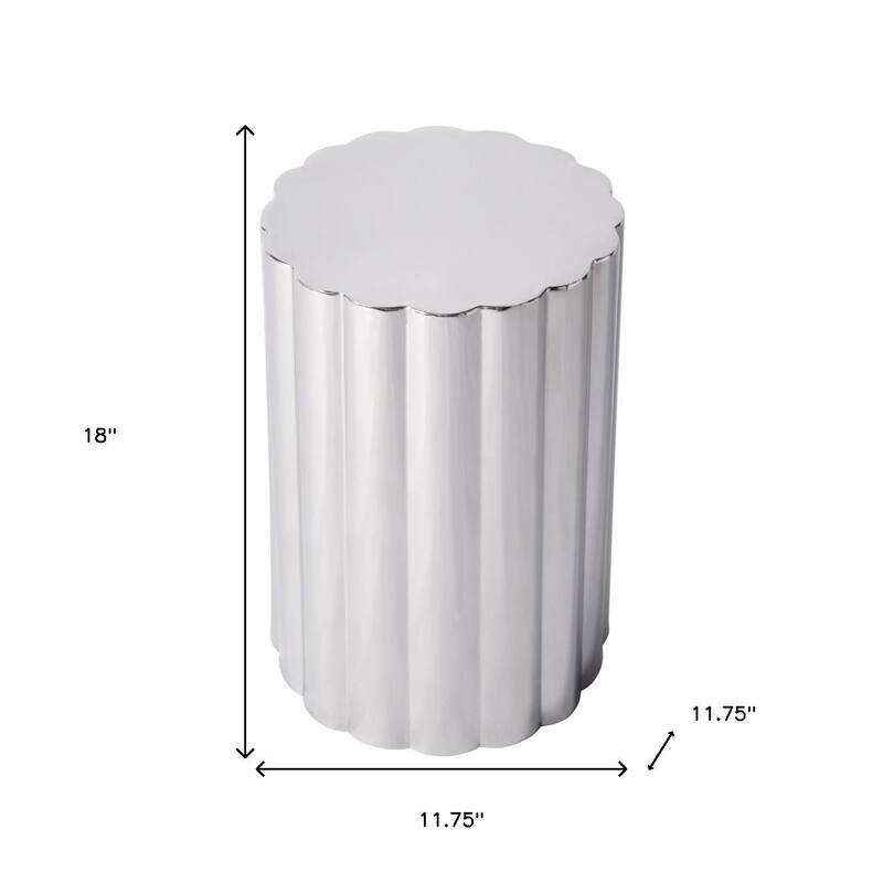 HomeRoots 18" Silver Stainless Steel Block End Table - 11.75 in. x 18.00 in. x 11.75 in.