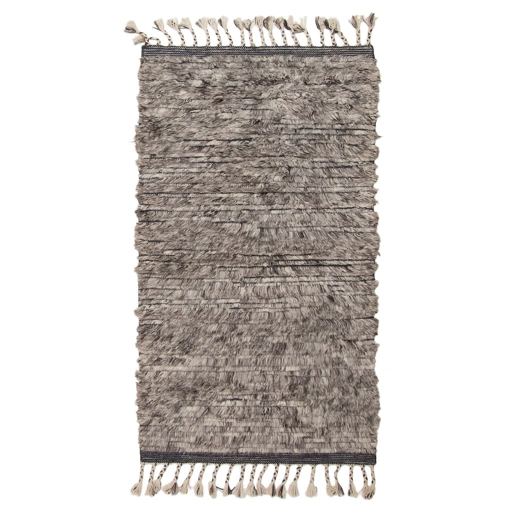 ECARPETGALLERY Hand-knotted Tangier Grey Wool Rug - 3'0 x 5'3
