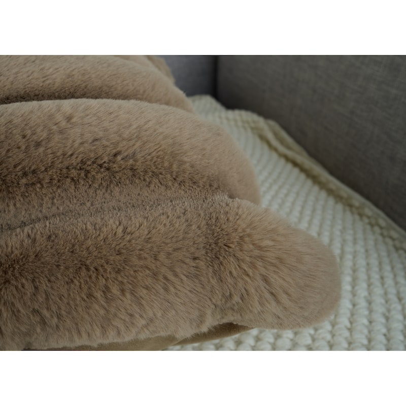 Madrid Collection Ultra Soft Ribbed Faux Fur Throw Pillow