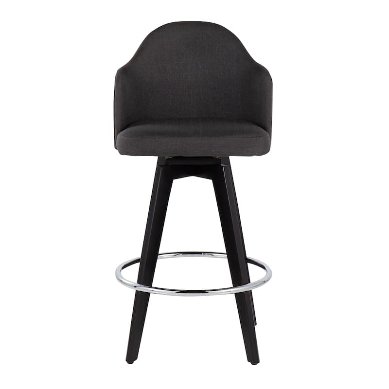 Carson Carrington Valsatra 26" Upholstered Counter Stool with Black Wood Base (Set of 2)