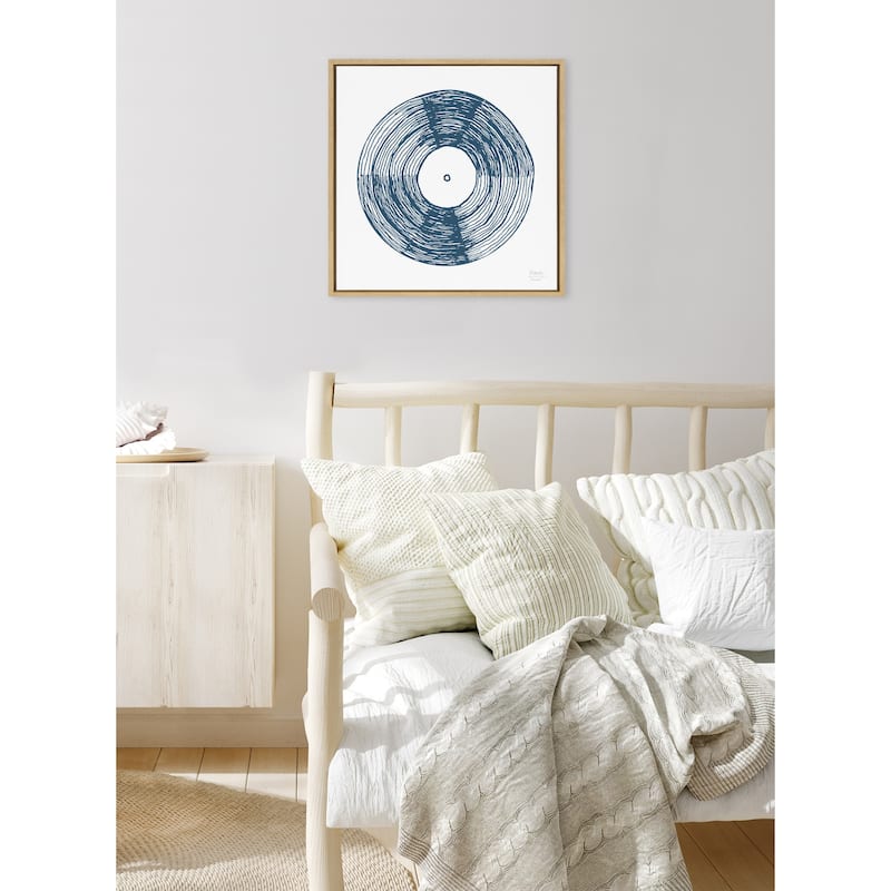 Kate and Laurel Sylvie Record Blue Framed Canvas by Statement Goods
