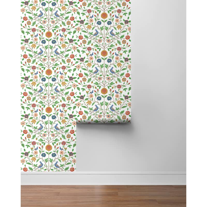 NextWall Bird Toile Peel and Stick Wallpaper