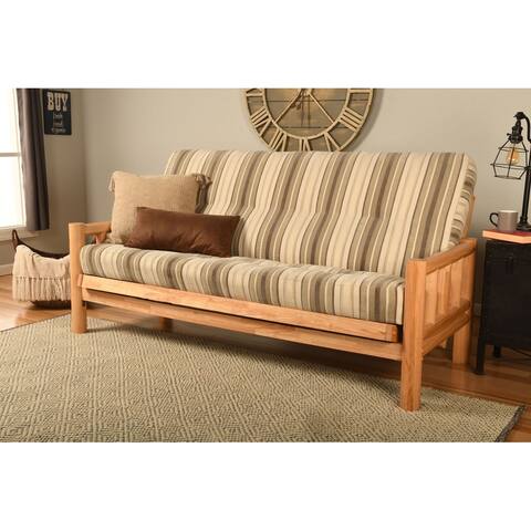 Somette Lodge Futon Set in Natural Finish with Parma Gray Mattress