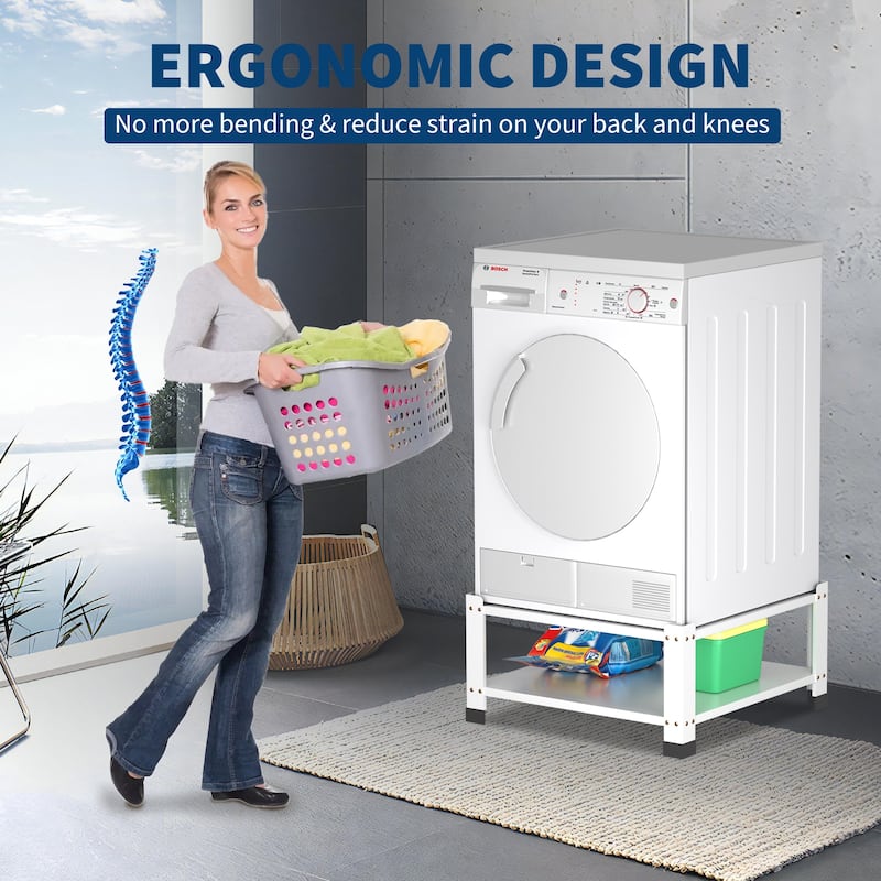 Metal Washing Machine Base Stand, Washer and Dryer Pedestals, Universal Laundry Pedestal 28" L x 28" W x 14" H