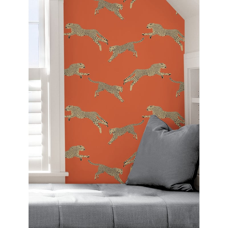 Scalamandre Clementine Leaping Cheetah Peel & Stick Wallpaper