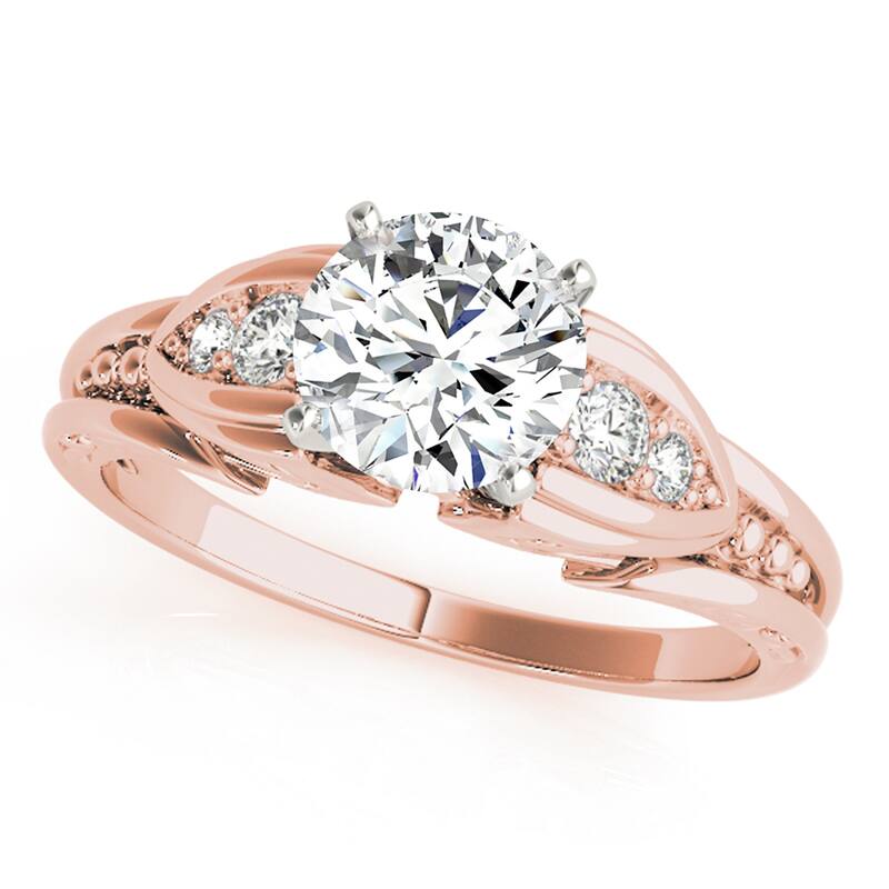 Auriya 14k Rose Gold Lab Grown Round Diamond Engagement Ring 0.50 to 5.00 ct. tw. (F-G VS) - 0.75 ct. center - 8.5