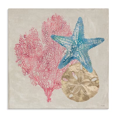 Stupell Sea Life Trio on Beige Canvas Wall Art Design By Amber Sterling