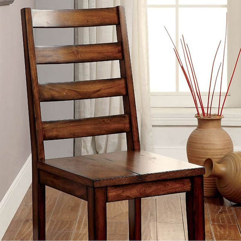 Transitional Wooden Side Chair Oak Brown - Set Of 2 - 41"H x 18.25 W x 24.5 L