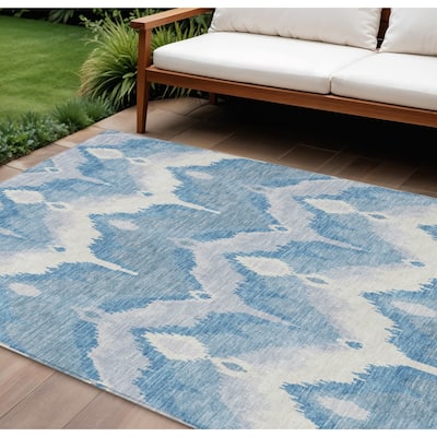 HomeRoots Ikat Transitional Rectangle Outdoor Rug