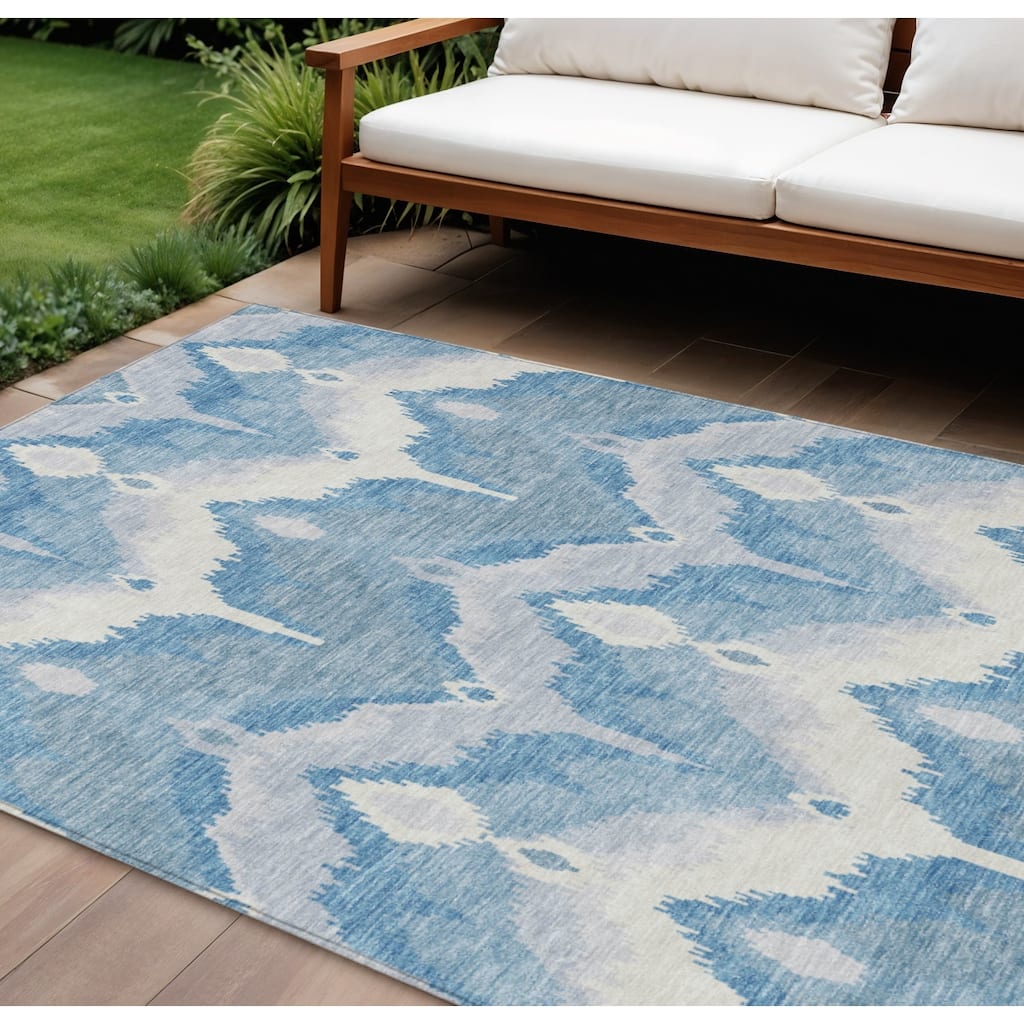 HomeRoots Ikat Transitional Rectangle Outdoor Rug