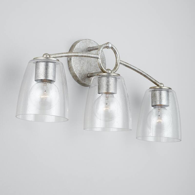 Oran 3-light Antique Silver Bath/ Vanity Fixture w/ Clear Seeded Glass ...