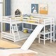 preview thumbnail 2 of 16, Twin over Full Solid Pine Wood Bunk Bed with Twin Loft Bed, Built-in Desk, Slide