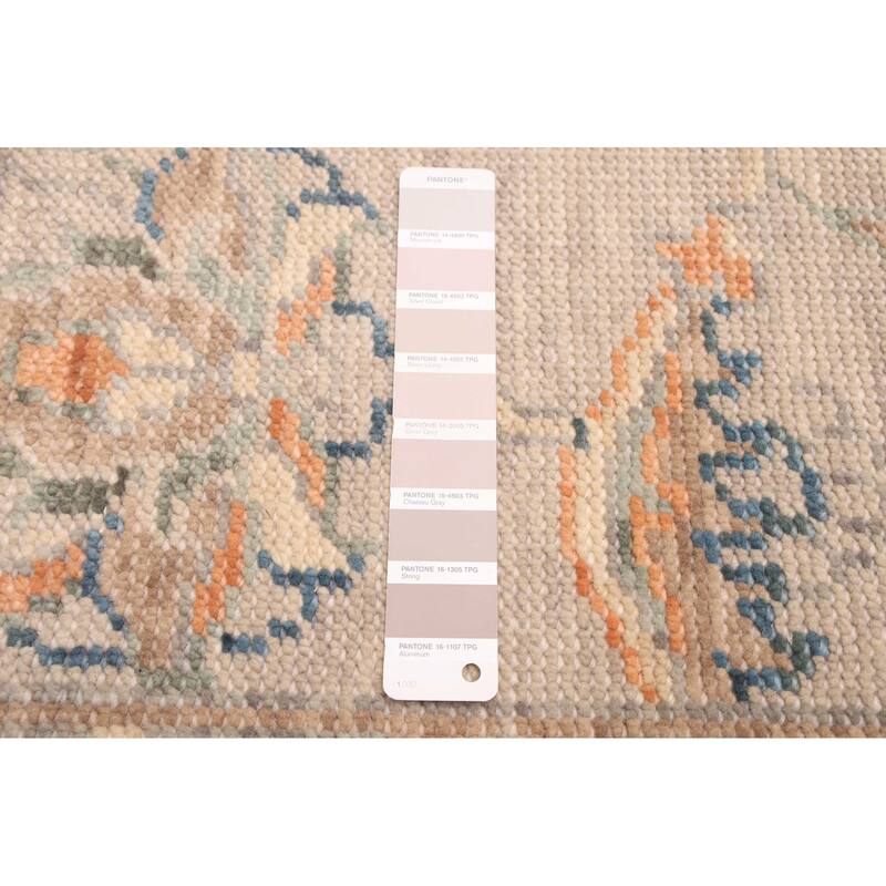 ECARPETGALLERY Hand-knotted Modern Oushak Light Grey Wool Rug - 6'0 x 8'11