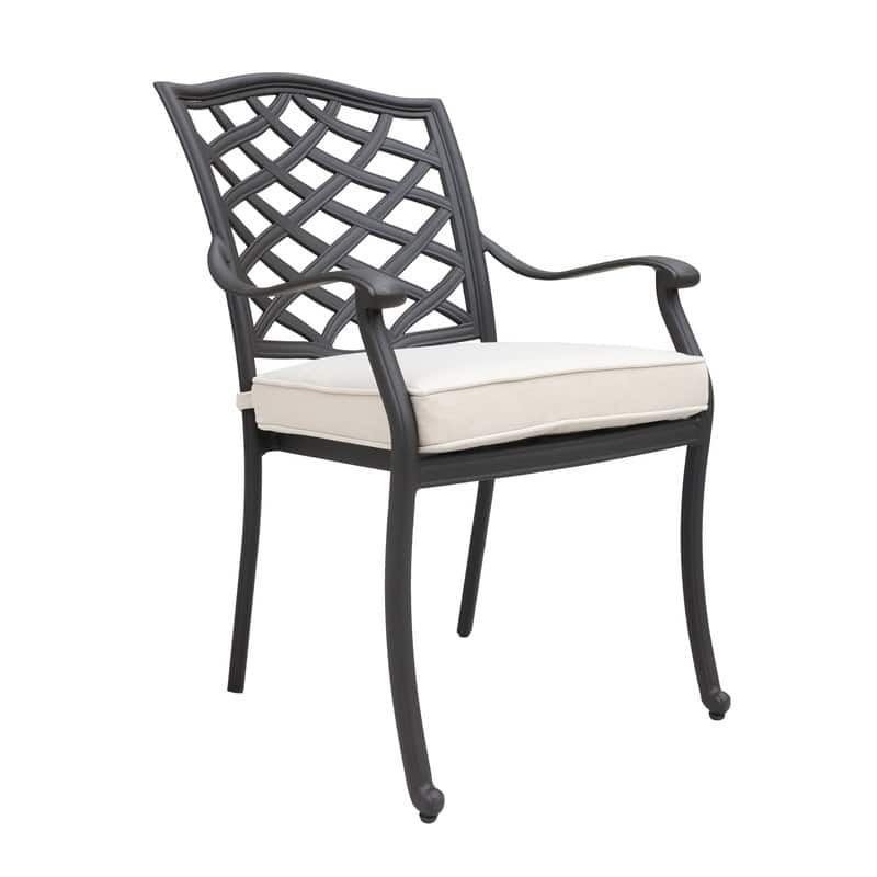 Torino Aluminum 5 Piece Round Dining Set with 4 Arm Chairs - N/A