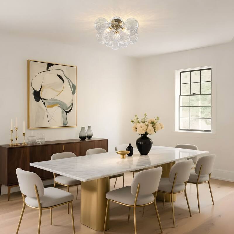 Starsky 3-Light 15in. Contemporary Textured Clear Glass Bubble Semi Flush Mount