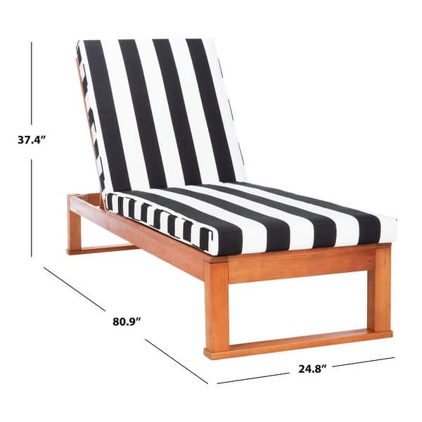 dimension image slide 1 of 8, SAFAVIEH Solano Outdoor Solid Wood Chaise Lounge Chair - 24.8" W x 80.9" L x 37.4" H