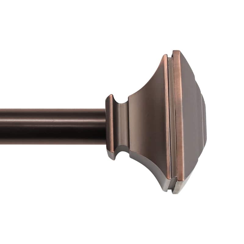 3/4" Drapery Single Curtain Rod Set with Square Finials_Oil Rubbed Bronze