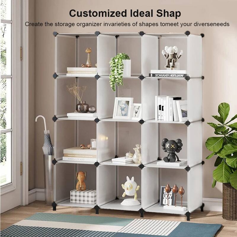 12 Cube Stackable Shoe Rack Organizer DIY Plastic Shoe Storage Cabinet for Closet & Entryway White - N/A