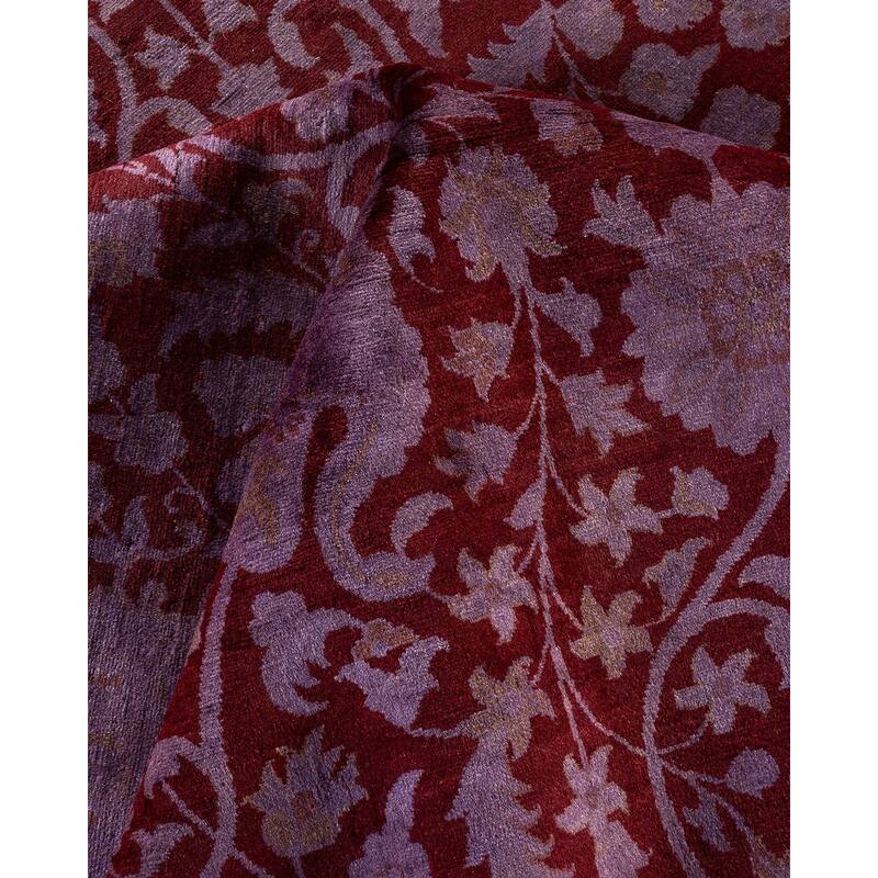 Overton Hand Knotted Wool Vintage Inspired Modern Contemporary Overdyed Red Area Rug - 9' 0" x 12' 3"