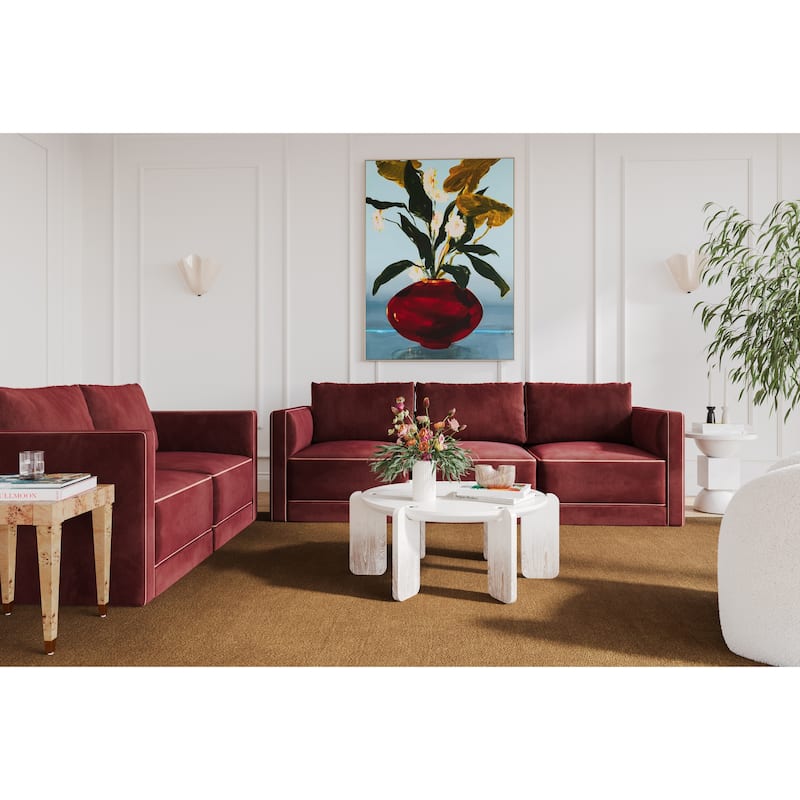 Willow Modular 2 Piece Loveseat - Berry Red