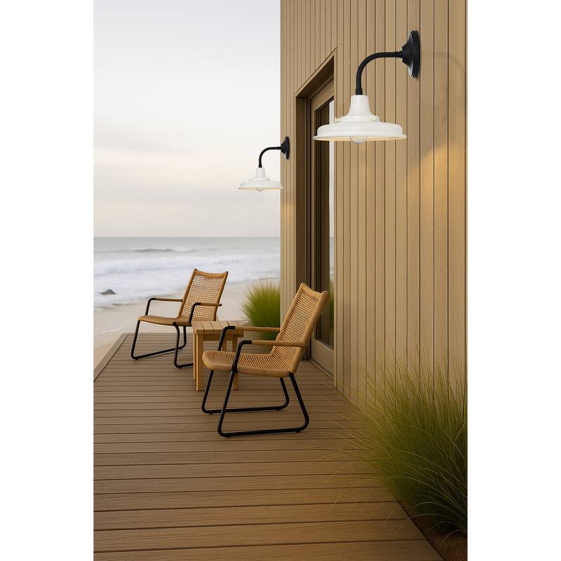 Morris Small Outdoor Lantern Black Finish White Shade