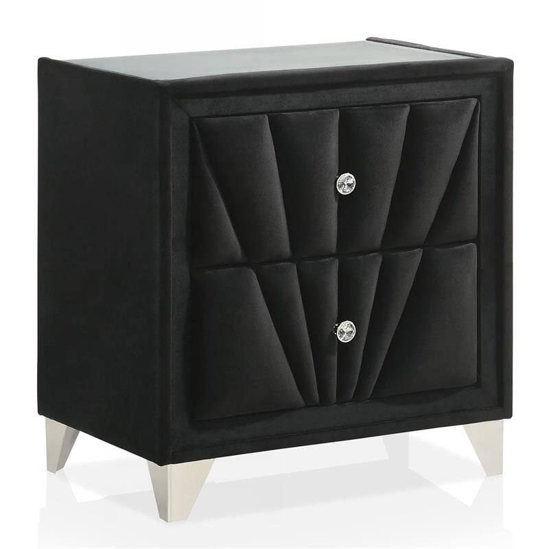 Charming Fully Upholstered Nightstand with Art Deco Appeal for Bedroom