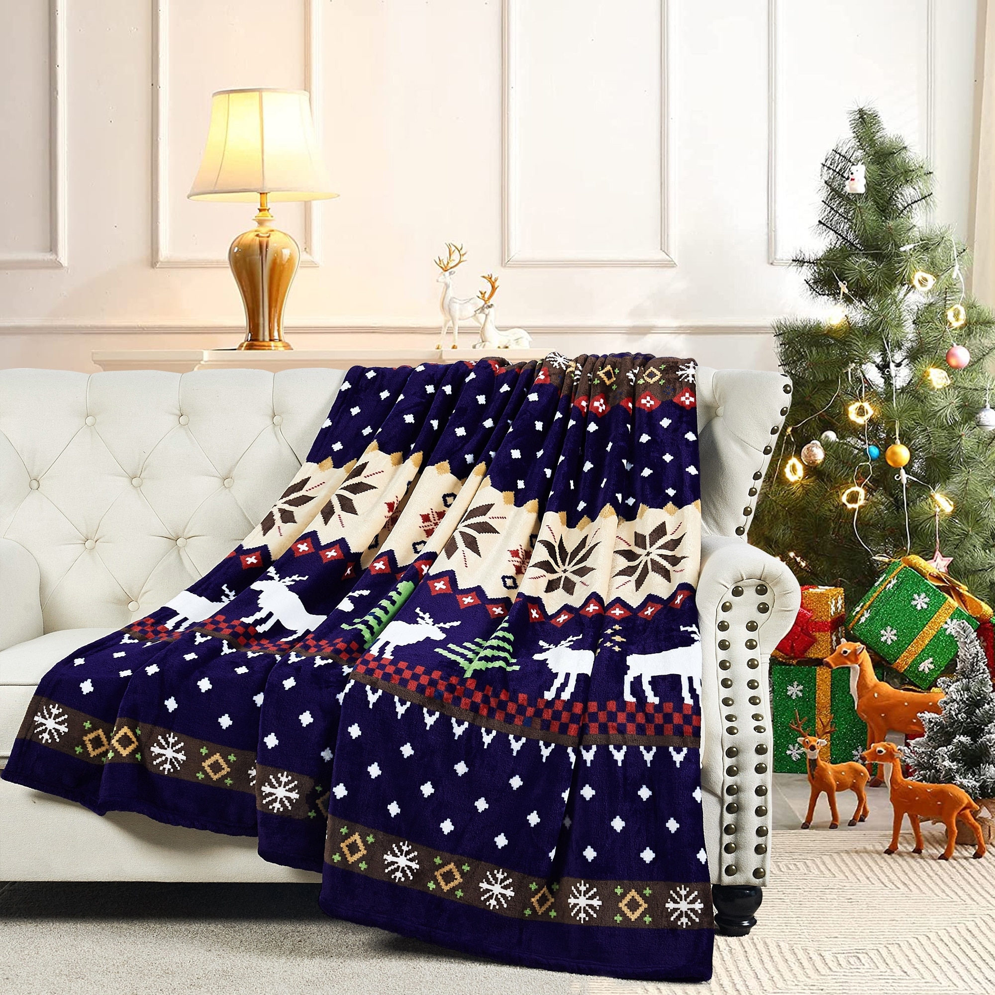 Serenta Printed Christmas Flannel Fleece Blanket On Sale Bed Bath Beyond 10049935