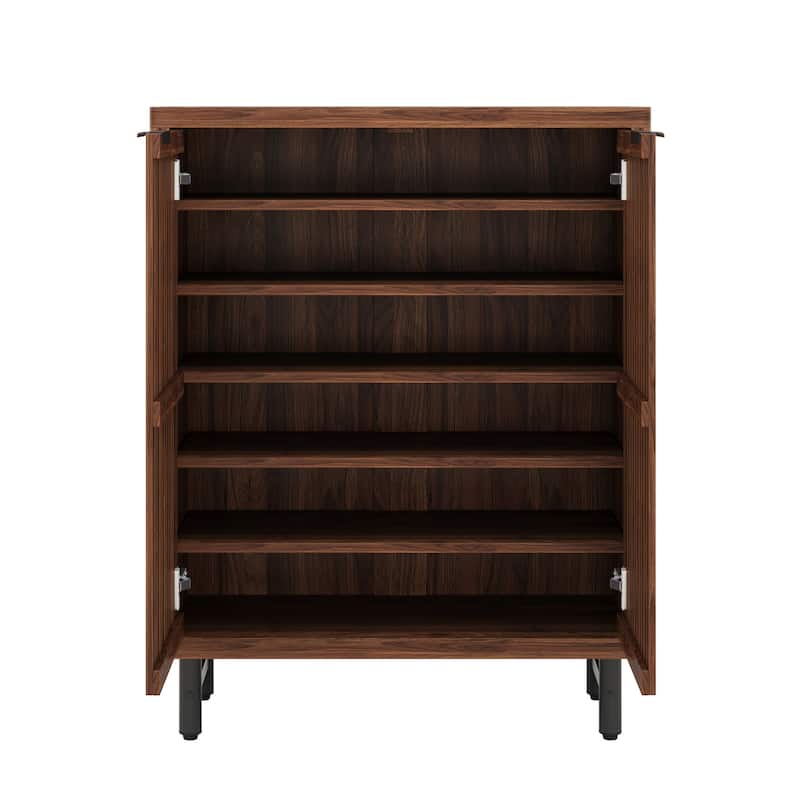 Wooden Bathroom Floor Cabinet, Adjustable Shelves Large Storage Sideboard Accent Cabinet for Bathroom Kitchen Living Room