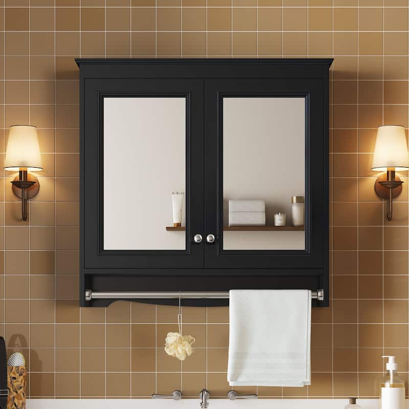 3-in-1 Bathroom Mirror Cabinet, 30"Wall Mounted Medicine Cabinet with Adjustable Shelves & Soft Close Doors
